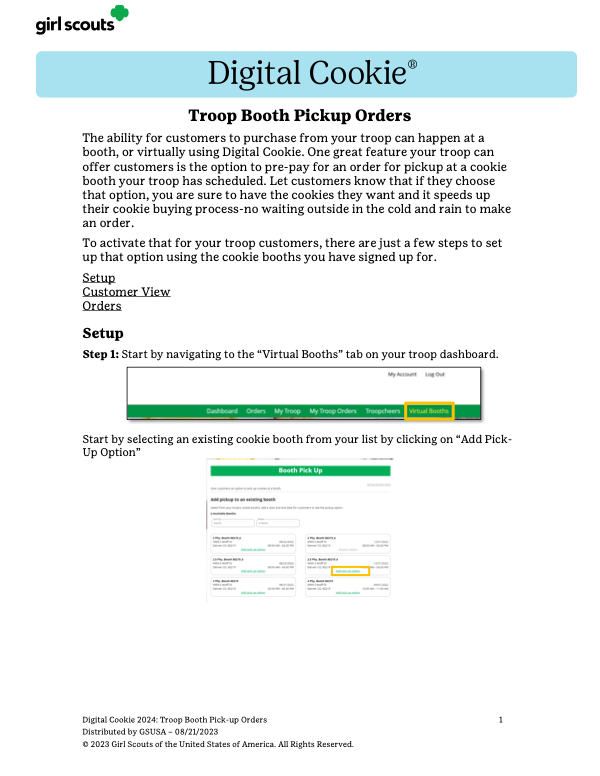 Troop Pick-Up Orders